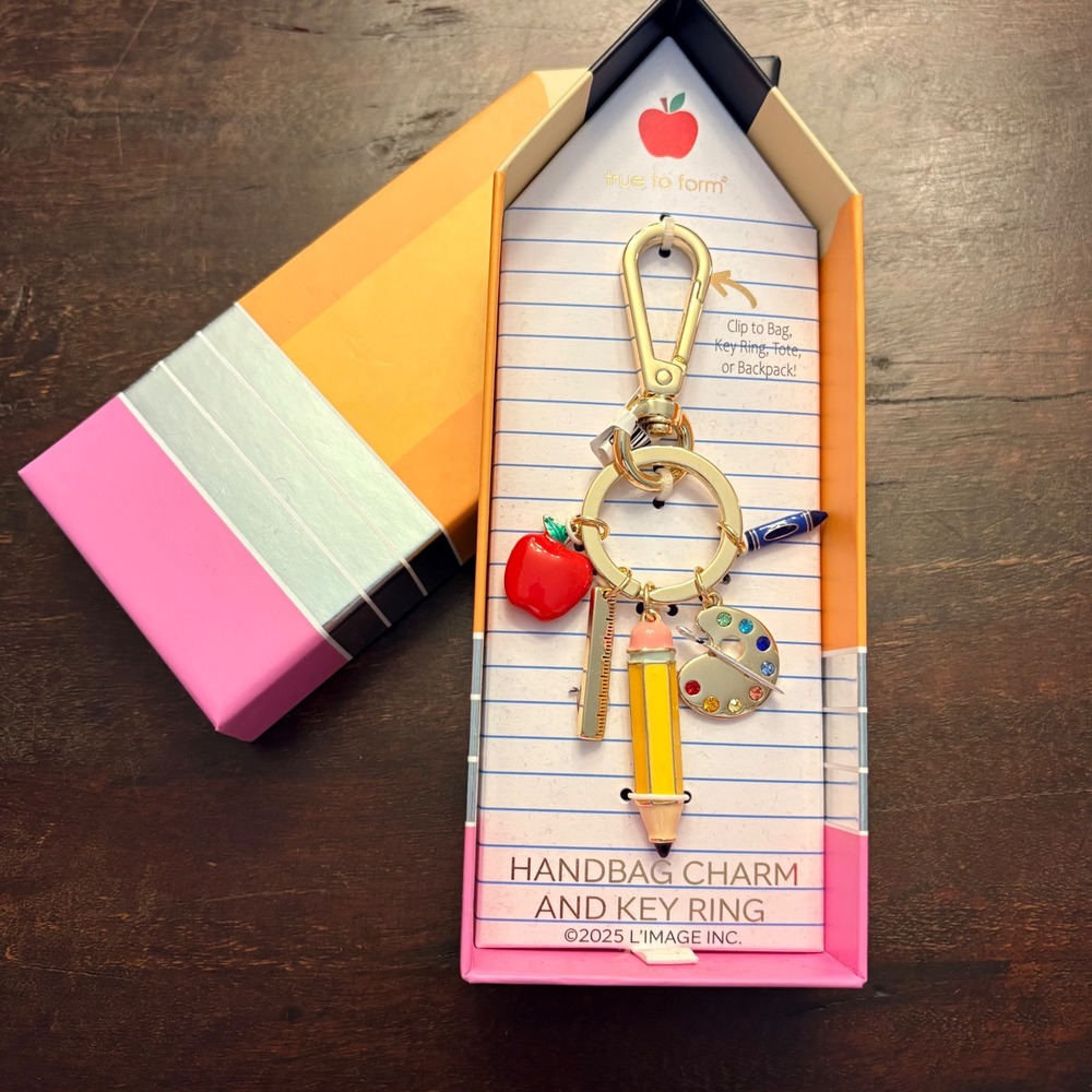 True to Form Teacher Gift Keychain Bag Charm Charm Key Ring Back to School NIB